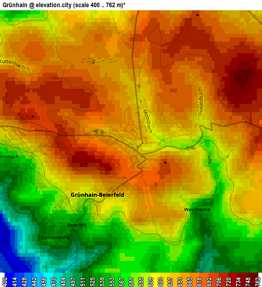 Grünhain elevation map