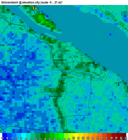 Grünendeich elevation map