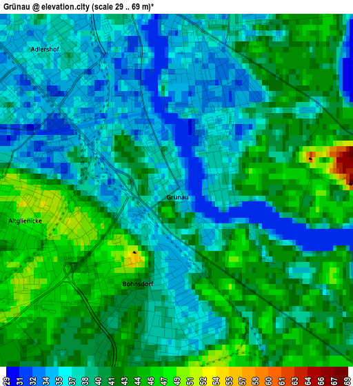 Grünau elevation map