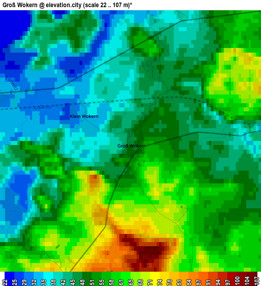 Groß Wokern elevation map