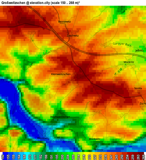 Großweitzschen elevation map