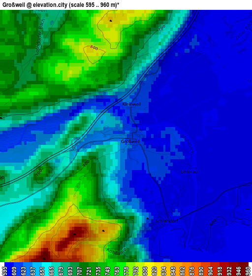 Großweil elevation map