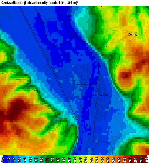 Großwallstadt elevation map