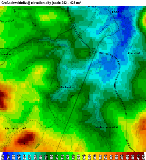 Großschweidnitz elevation map