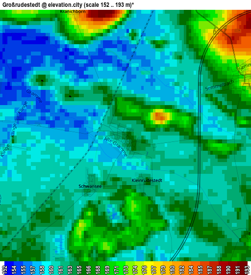 Großrudestedt elevation map