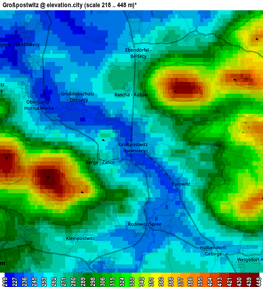 Großpostwitz elevation map