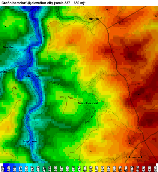 Großolbersdorf elevation map