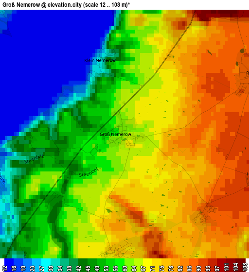 Groß Nemerow elevation map