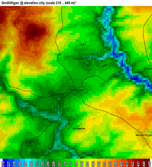 Großlittgen elevation map