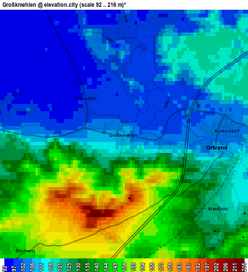 Großkmehlen elevation map