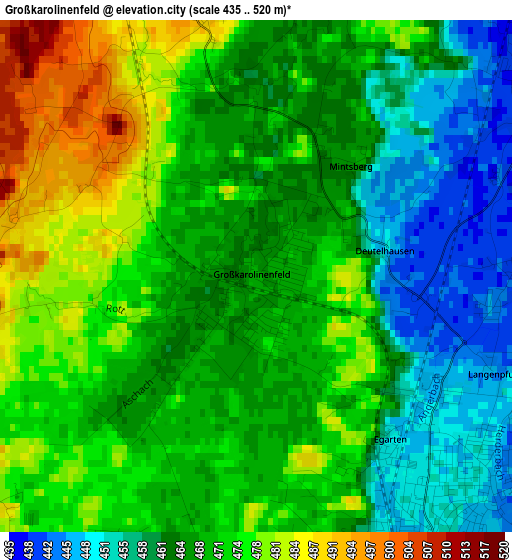 Großkarolinenfeld elevation map