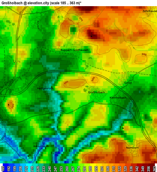 Großholbach elevation map