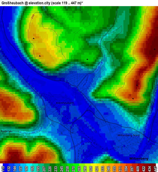 Großheubach elevation map