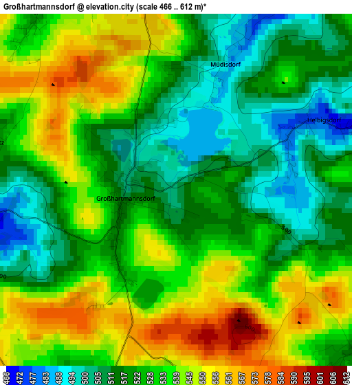 Großhartmannsdorf elevation map