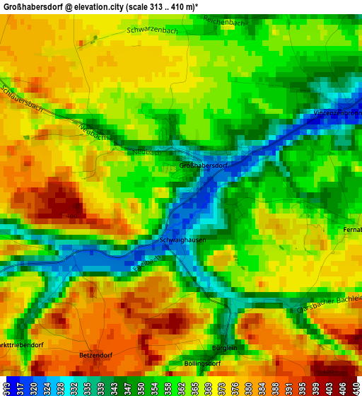 Großhabersdorf elevation map