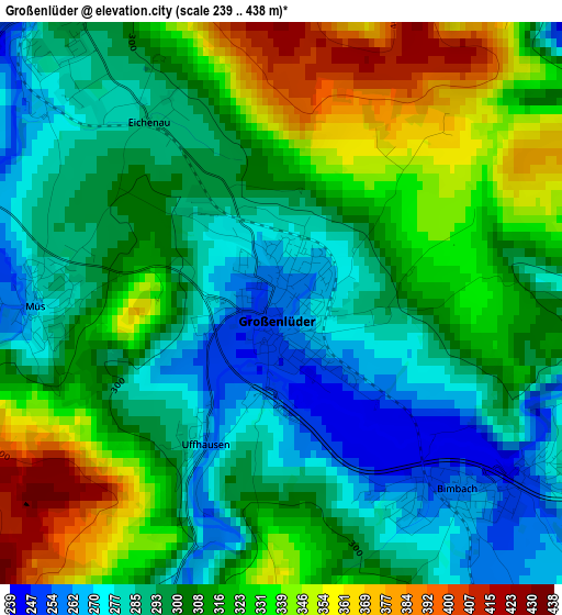 Großenlüder elevation map