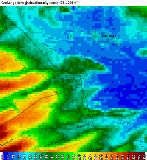 Großengottern elevation map