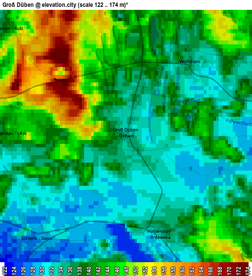 Groß Düben elevation map