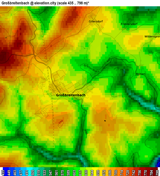 Großbreitenbach elevation map