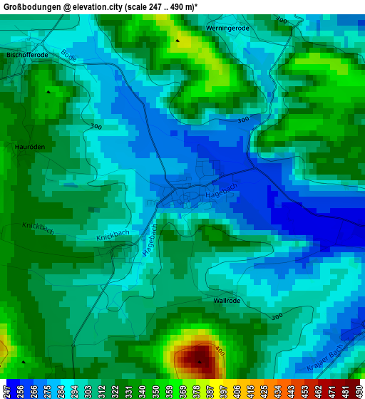 Großbodungen elevation map