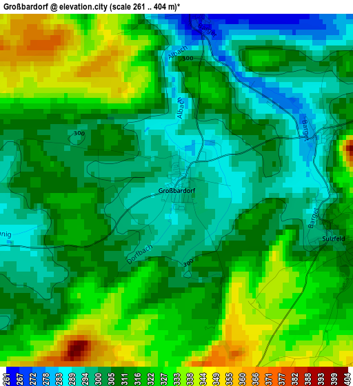 Großbardorf elevation map