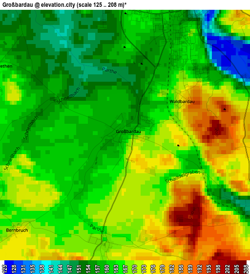 Großbardau elevation map