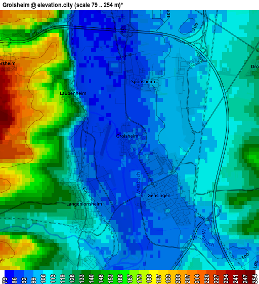 Grolsheim elevation map