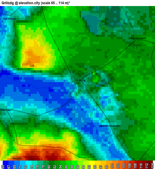 Gröbzig elevation map