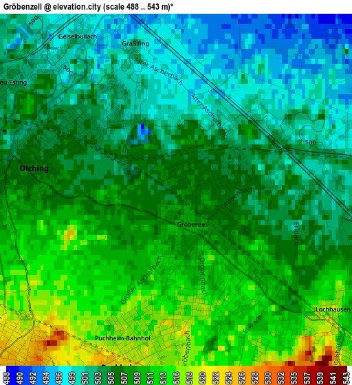 Gröbenzell elevation map