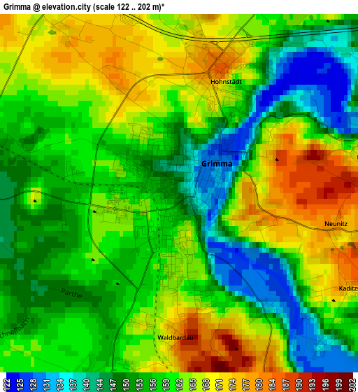 Grimma elevation map