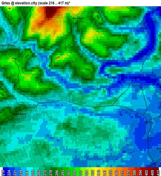 Gries elevation map