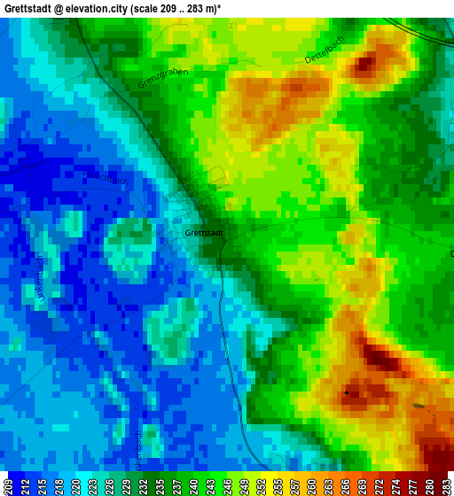 Grettstadt elevation map