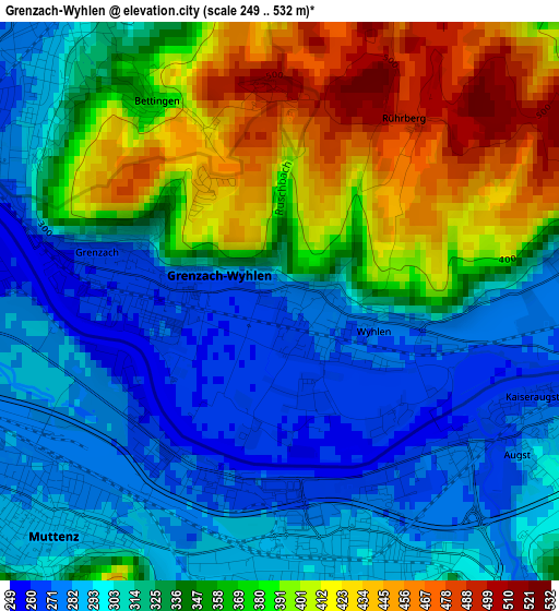 Grenzach-Wyhlen elevation map