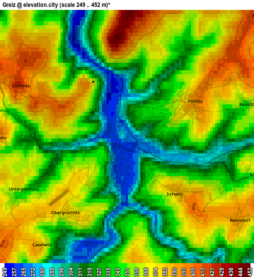 Greiz elevation map