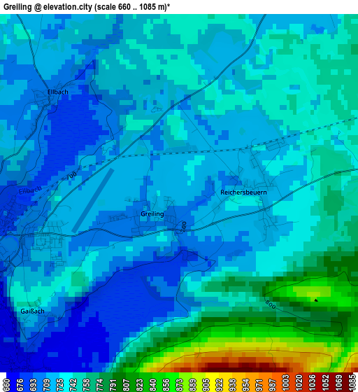 Greiling elevation map