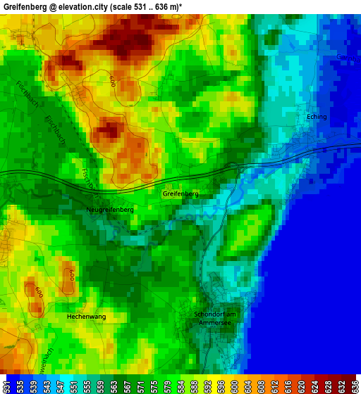 Greifenberg elevation map