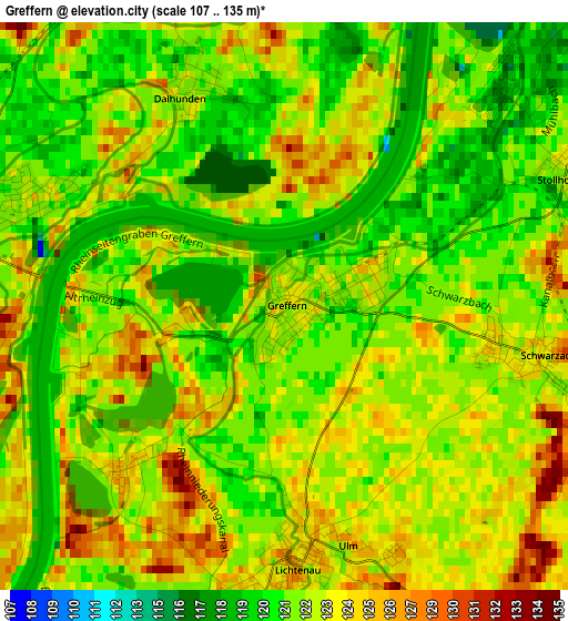 Greffern elevation map