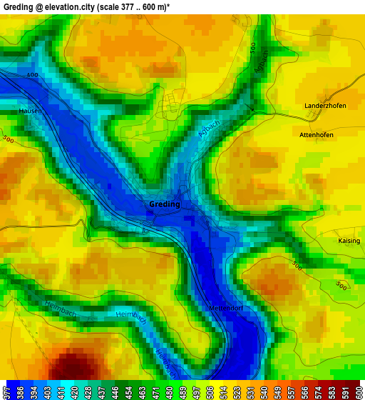 Greding elevation map