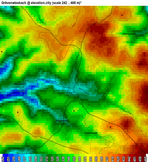 Grävenwiesbach elevation map