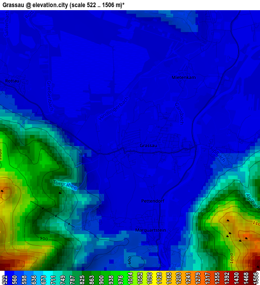 Grassau elevation map