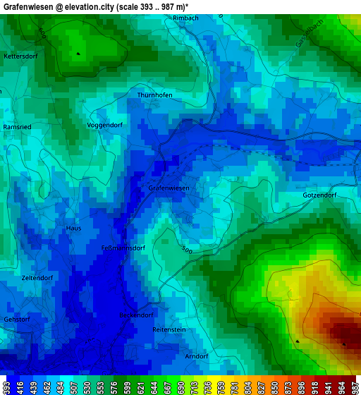 Grafenwiesen elevation map