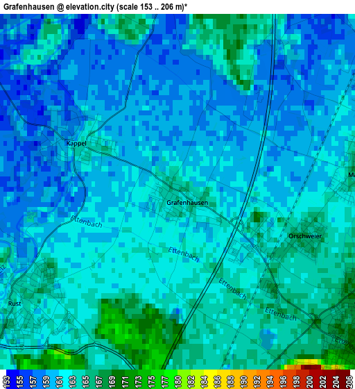 Grafenhausen elevation map