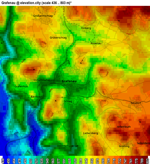 Grafenau elevation map