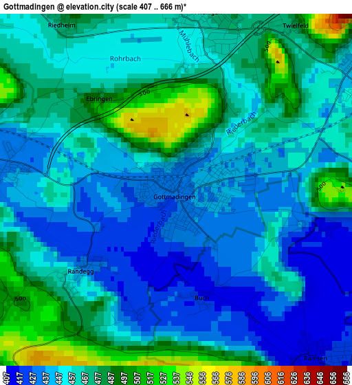 Gottmadingen elevation map