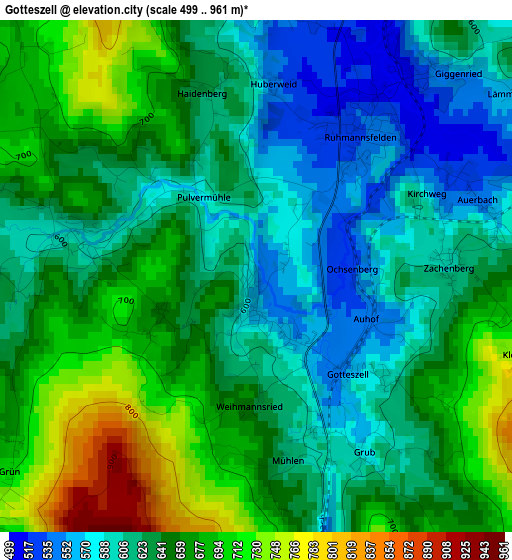 Gotteszell elevation map