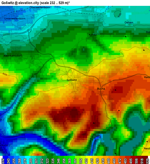 Goßwitz elevation map
