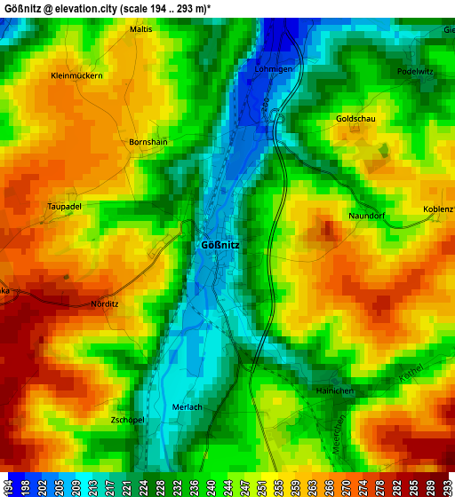 Gößnitz elevation map