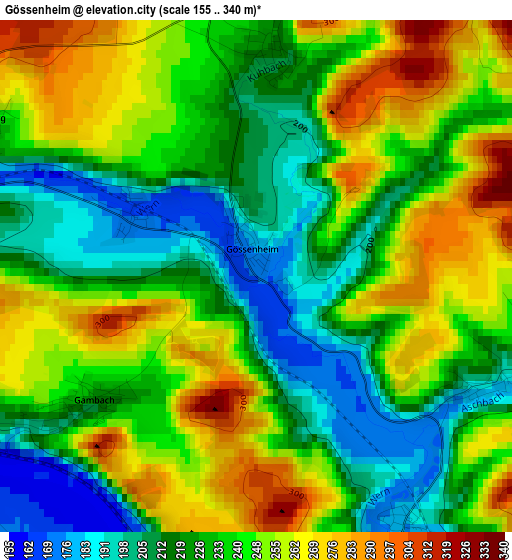 Gössenheim elevation map