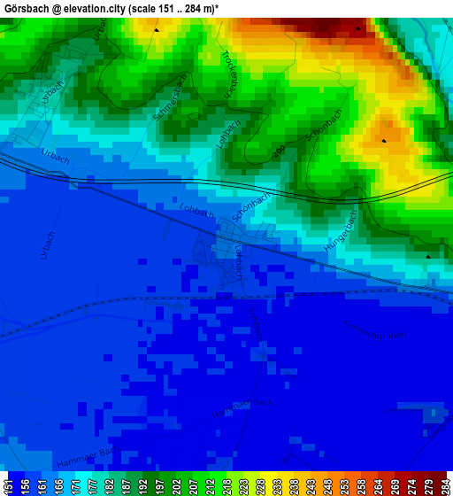 Görsbach elevation map