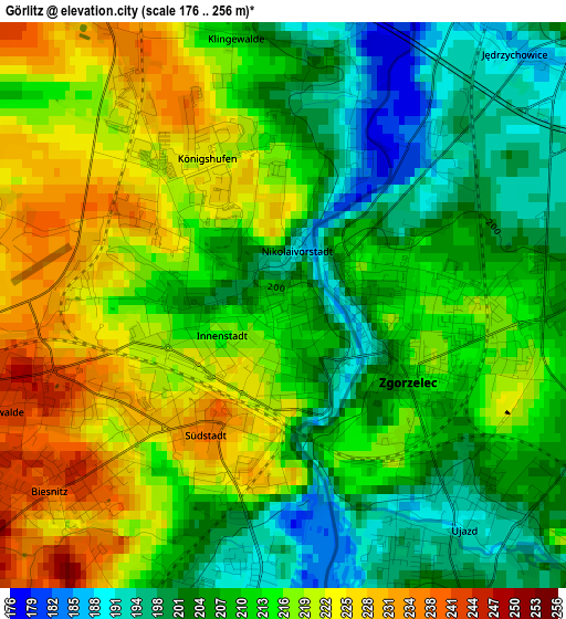 Görlitz elevation map